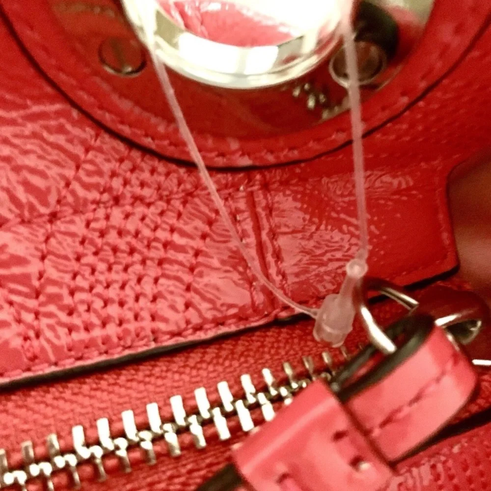 COACH Bag NEW (never used) 2012 Coral Orange Tote Silver Hardware Logo hangtags - Picture 8 of 13